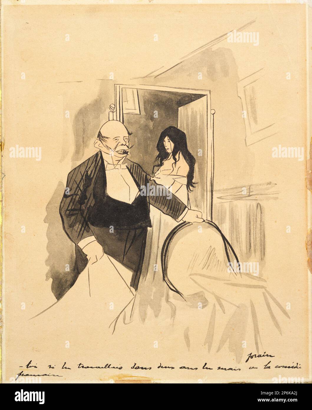 Jean Louis Forain, ristorante Au, disegno inchiostro e lavaggio. Foto Stock