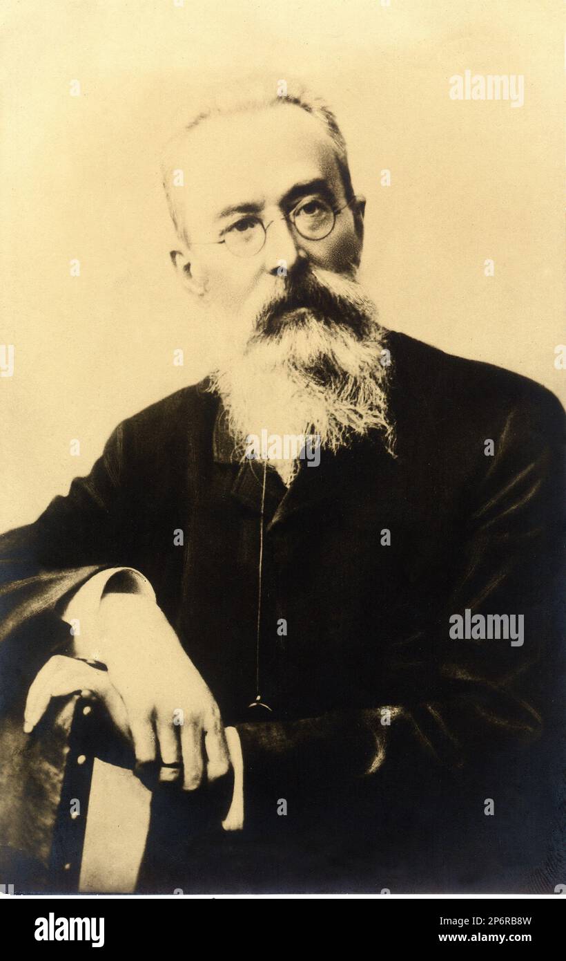 1895 c, RUSSIA : il compositore e insegnante russo NIKOLAI RIMSKY KORSAKOV ( 1844 - 1908 ). Membro dei CINQUE . Un compositore molto attivo di Operas , che comprende SADKO e LA NINNEVATA , Ha anche scritto la famosa opera orchestrale SCHEHERAZADE - Rimsky-Korssakov - DIRETTORE D' ORCHESTRA - COMPOSITORE - OPERA LIRICA - CLASSICA - CLASSICA - RITRATTO - RITRATTO - MUSICALE - MUSICA - barba - occhiali - lente - occhiali - - Archivio GBB Foto Stock