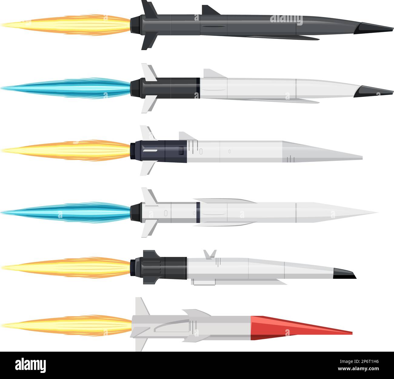 Varie Rockets Collection su sfondo bianco Illustrazione Vettoriale