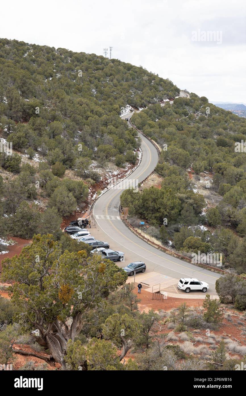 Parcheggio presso l'aeroporto di Sedona Mesa a Sedona, Arizona. Foto Stock