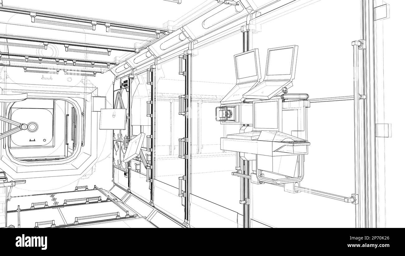 Interno della stazione spaziale Foto Stock