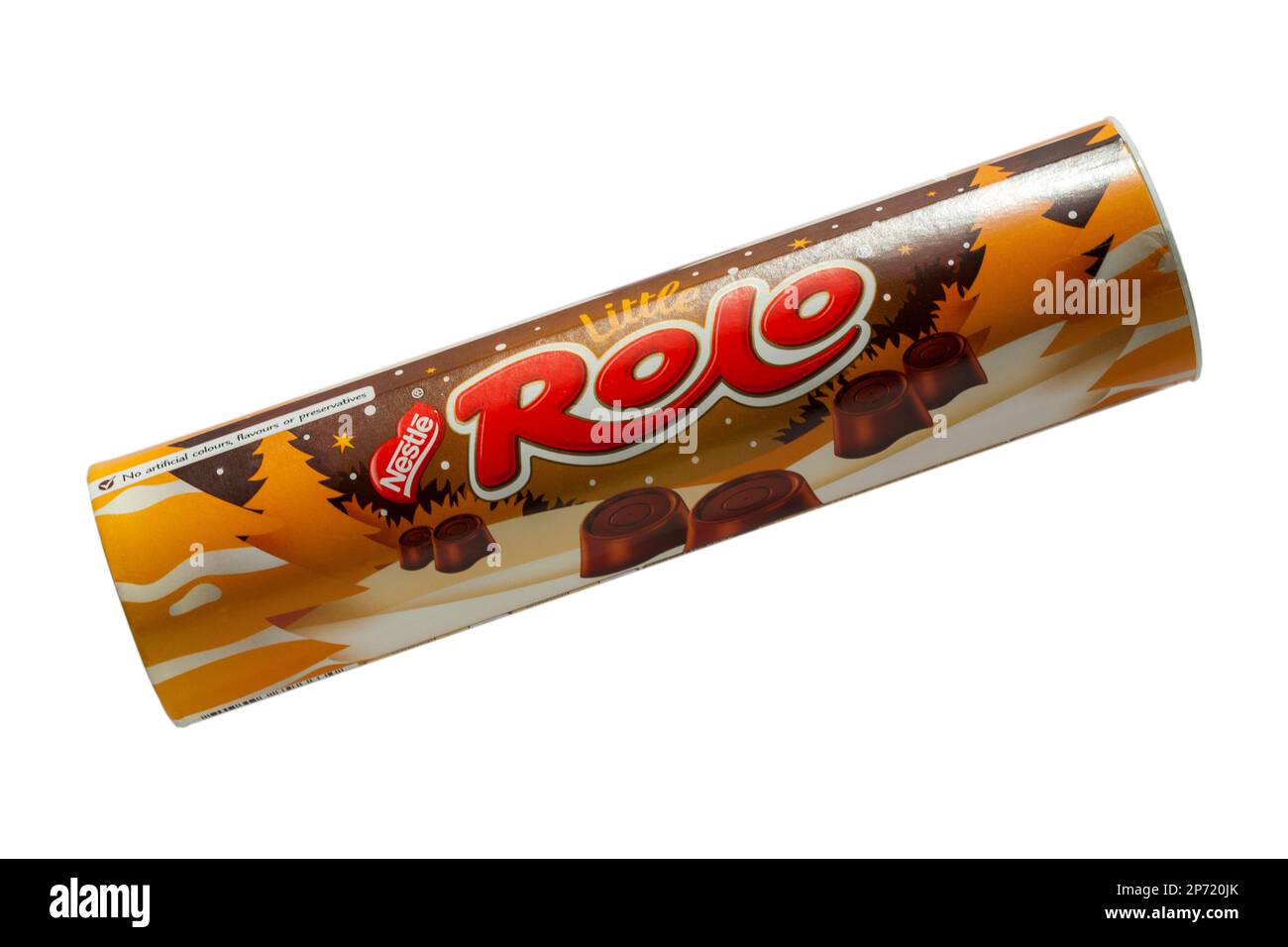 Tubetto di cioccolatini Nestle Rolo caramella Rolo isolata su fondo bianco Foto Stock