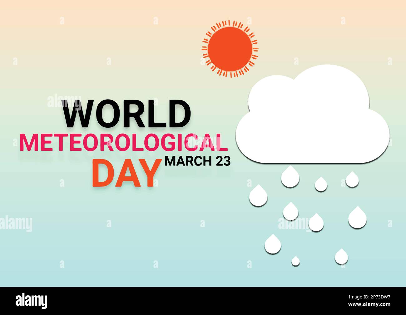 Giornata Meteorologica Mondiale. Marzo 23. Illustrazione vettoriale della Giornata Meteorologica Mondiale. Concetto di vacanza. Modello per sfondo, banner, scheda, poster Illustrazione Vettoriale