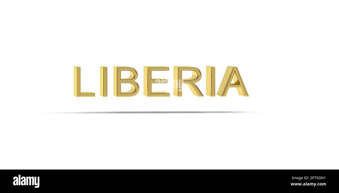 Golden 3D paese iscrizione isolata su sfondo bianco - 3D render Foto Stock