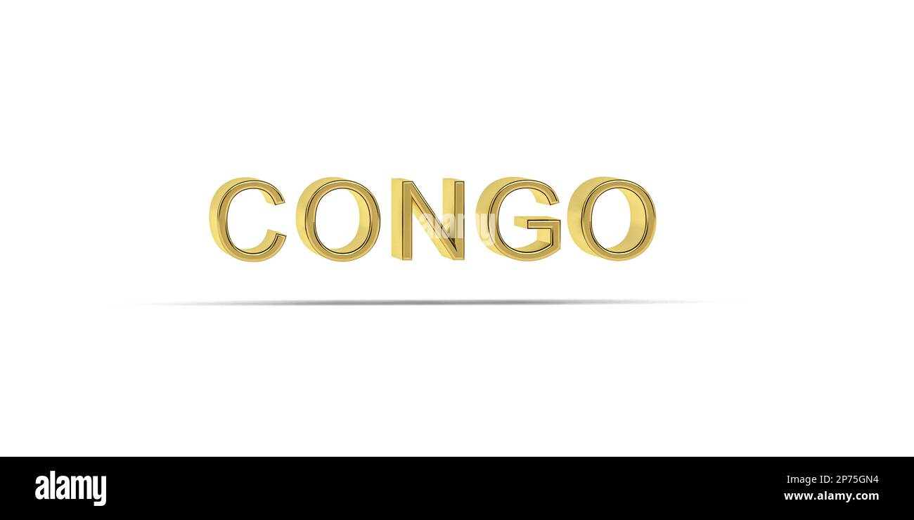 Golden 3D paese iscrizione isolata su sfondo bianco - 3D render Foto Stock