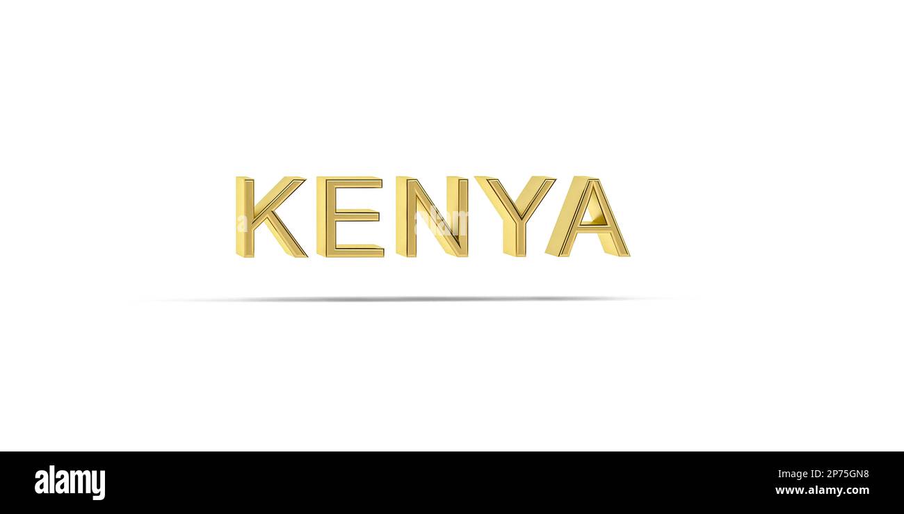 Golden 3D paese iscrizione isolata su sfondo bianco - 3D render Foto Stock