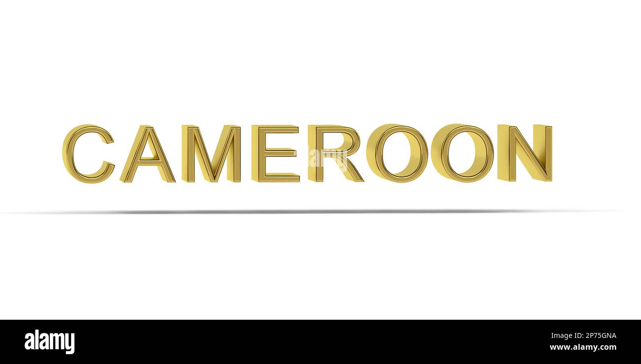 Golden 3D paese iscrizione isolata su sfondo bianco - 3D render Foto Stock