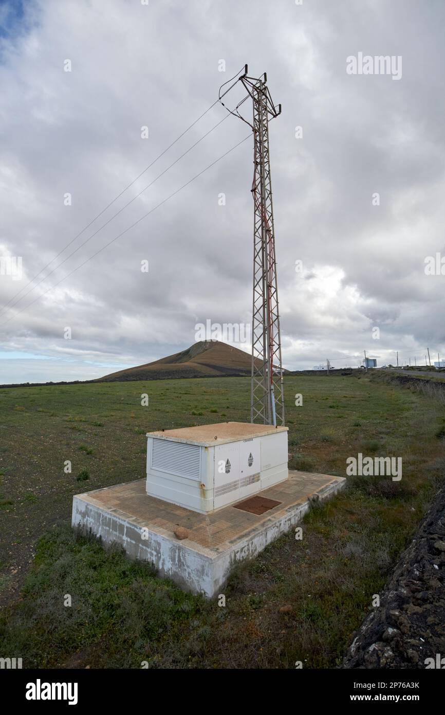 Piccola zona rurale di fine stazione elettrica Lanzarote, Isole Canarie, Spagna Foto Stock