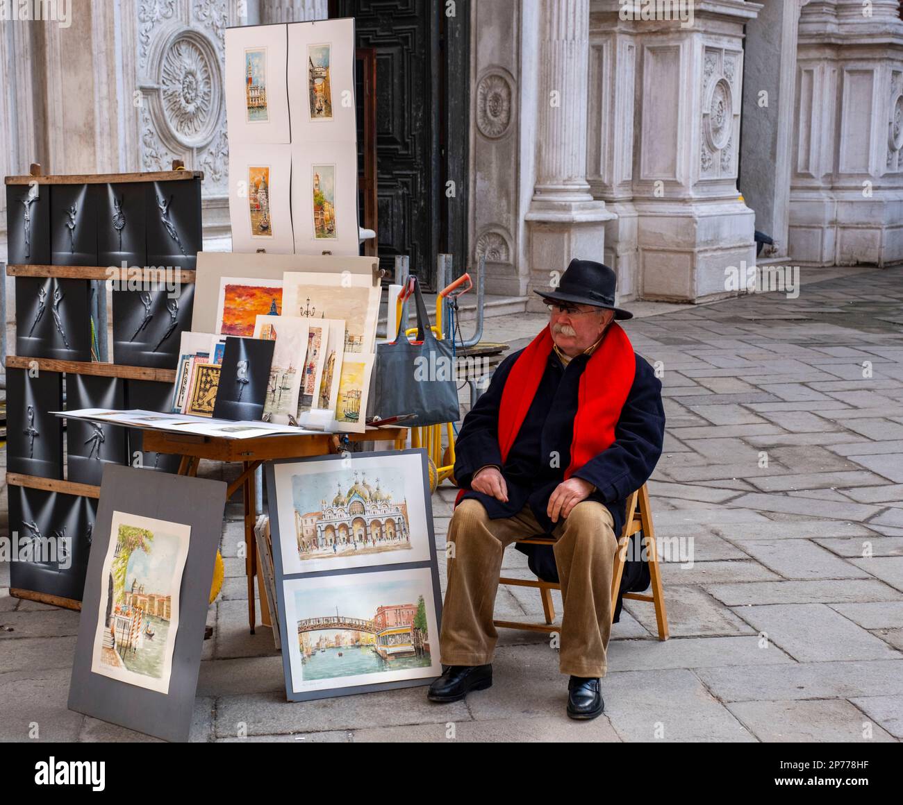 Pittura Street artist a San Marco, Venezia Foto Stock