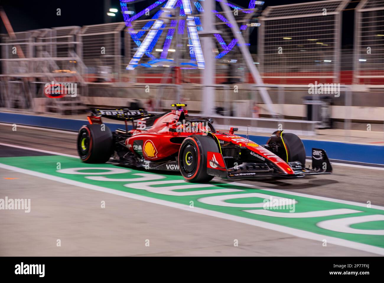 MANAMA, BAHRAIN, circuito di Sakhir, 3. Marzo 2023: #55, Carlos SAINZ Jr., ESP, Team Scuderia Ferrari, durante il Gran Premio di Formula uno del Bahrain alla Ba Foto Stock