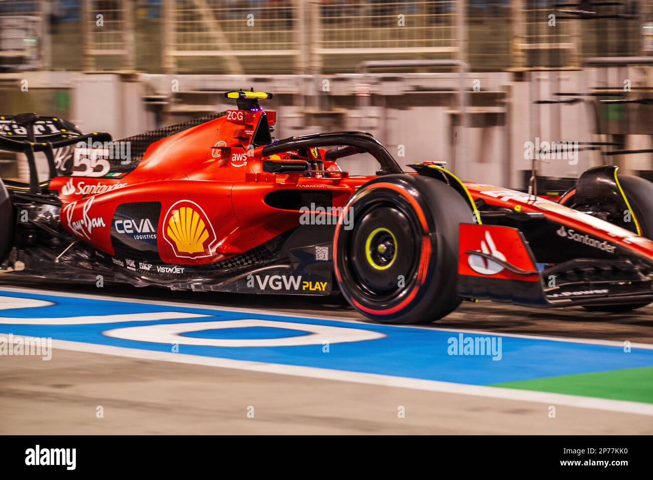 MANAMA, BAHRAIN, circuito di Sakhir, 3. Marzo 2023: #55, Carlos SAINZ Jr., ESP, Team Scuderia Ferrari, durante il Gran Premio di Formula uno del Bahrain alla Ba Foto Stock