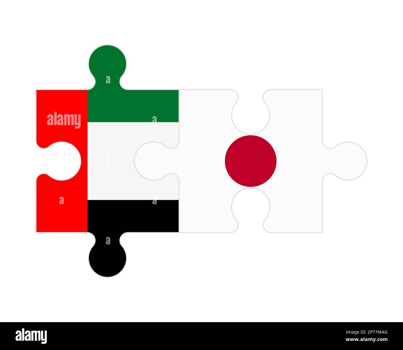 Puzzle connesso di bandiere degli Emirati Arabi Uniti e del Giappone, vettore Illustrazione Vettoriale