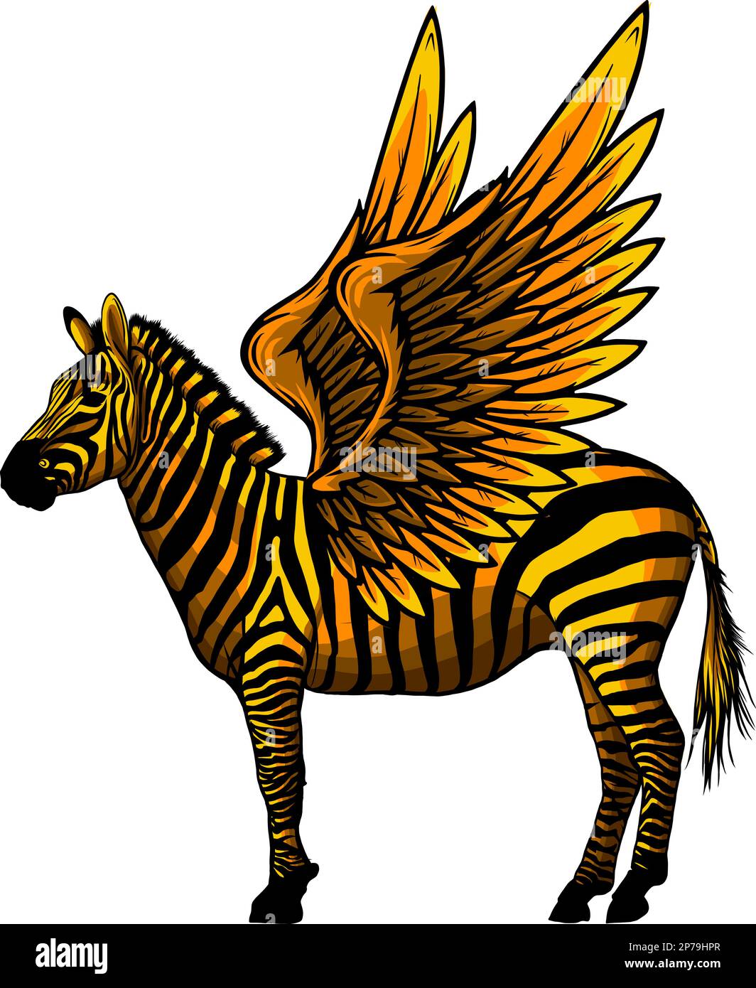 Zebra carina con ali. Animale isolato Illustrazione Vettoriale