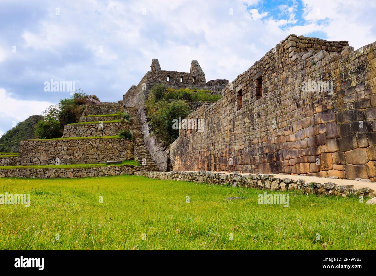 Machu Picchu, città in rovina degli Inca, Ande Cordilleria, provincia di Urubamba, Cusco, Perù Foto Stock