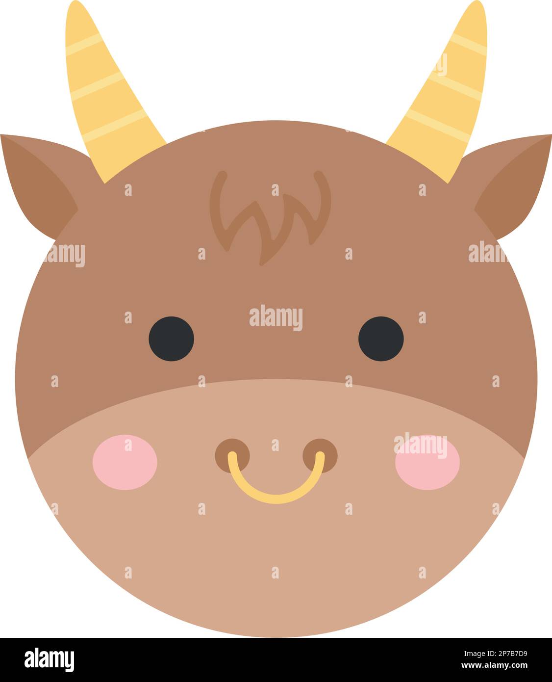 Illustrazione vettoriale tonda del segno zodiacale Taurus cute Illustrazione Vettoriale