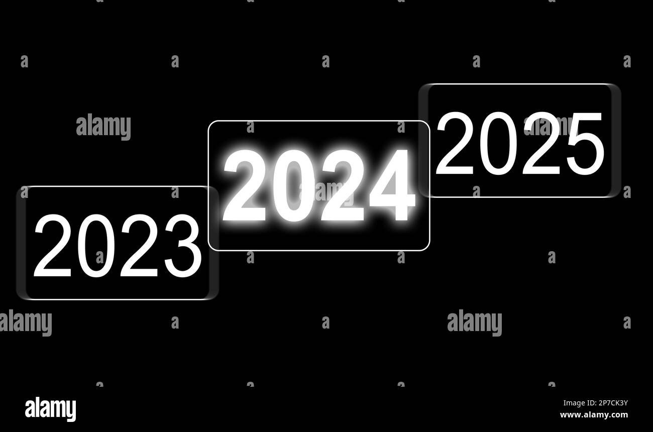 Nuovo anno numero 2023, 2024, 2025 su stepping Foto Stock