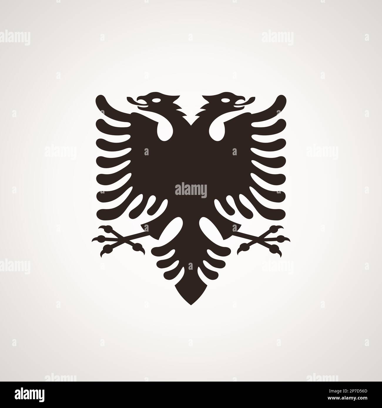Aquila nera a due teste - simbolo della bandiera albanese. Illustrazione Vettoriale