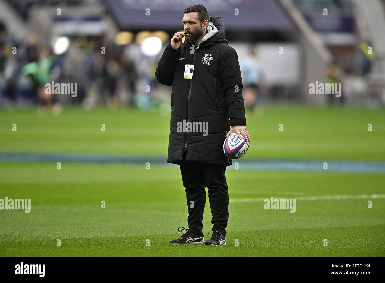 Twickenham . Regno Unito. 04 marzo 2023. Allianz Premier 15s Rugby. Grande gioco 14. Capi Harlequins V Exeter. Stadio di Twickenham. Twickenham . Steve Slavin (assistente allenatore) nel warm up durante la Harlequins V Exeter Chiefs Allianz Premier 15s partita di rugby. Foto Stock