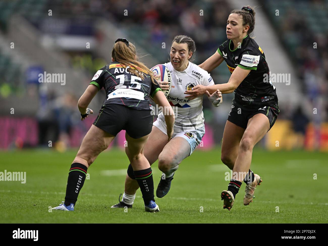 Twickenham . Regno Unito. 04 marzo 2023. Allianz Premier 15s Rugby. Grande gioco 14. Capi Harlequins V Exeter. Stadio di Twickenham. Twickenham . Durante la partita di rugby Harlequins V Exeter Chiefs Allianz Premier 15s. Foto Stock