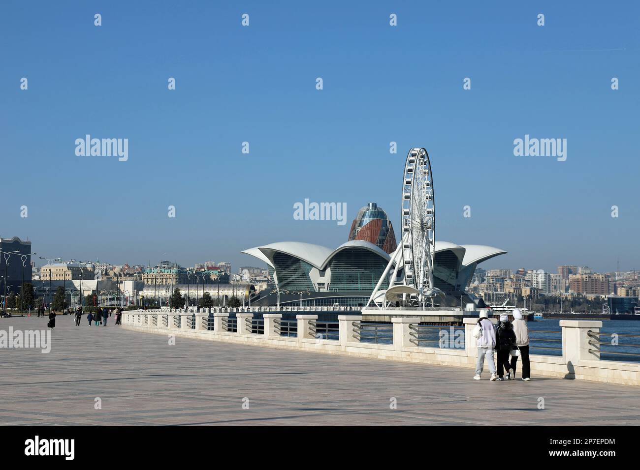 Il Lungomare Caspio a Baku Foto Stock