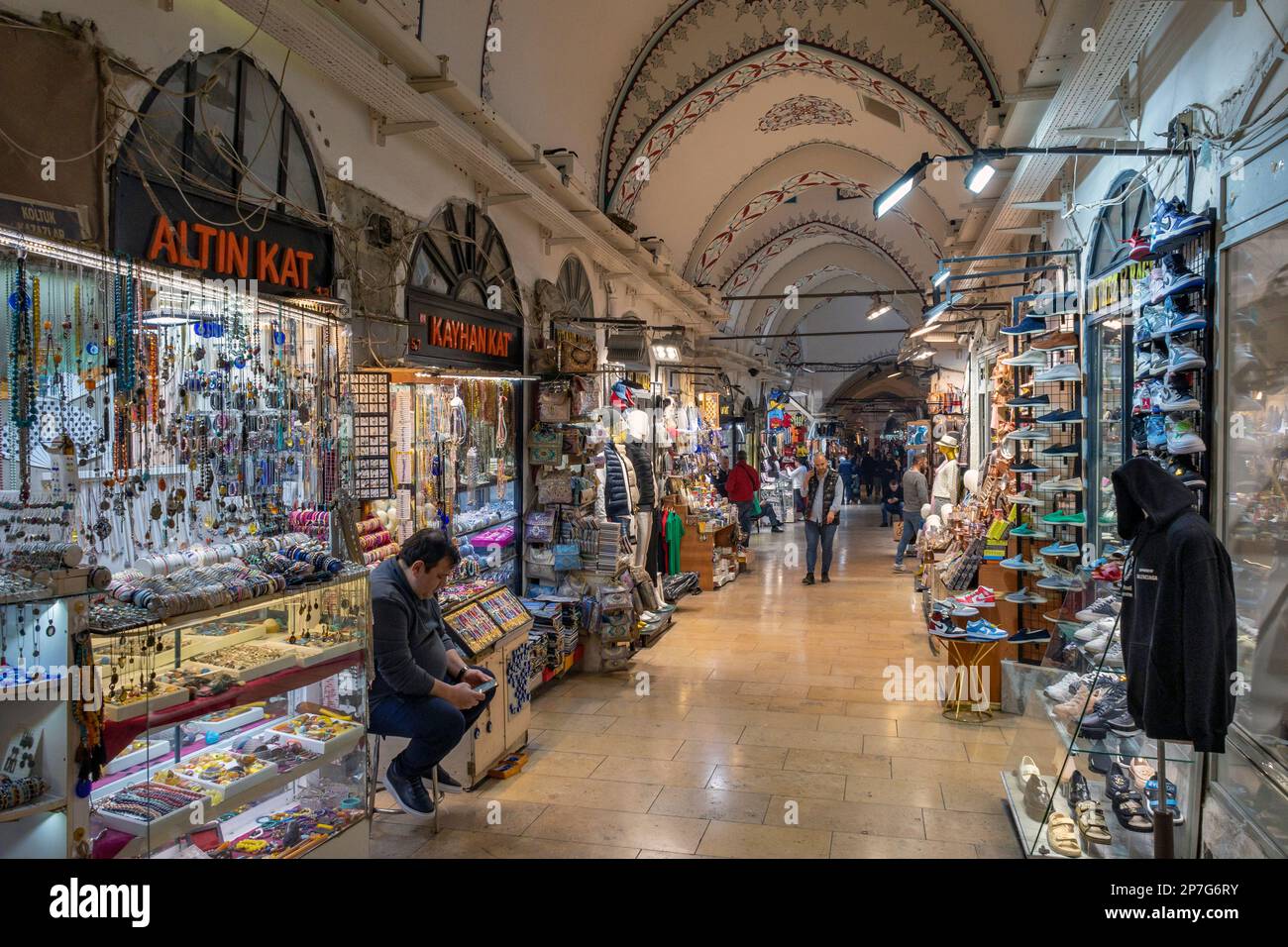Il famoso Grand Bazaar (Bazaar coperto) nel quartiere Fatih di Istanbul, Turchia Foto Stock