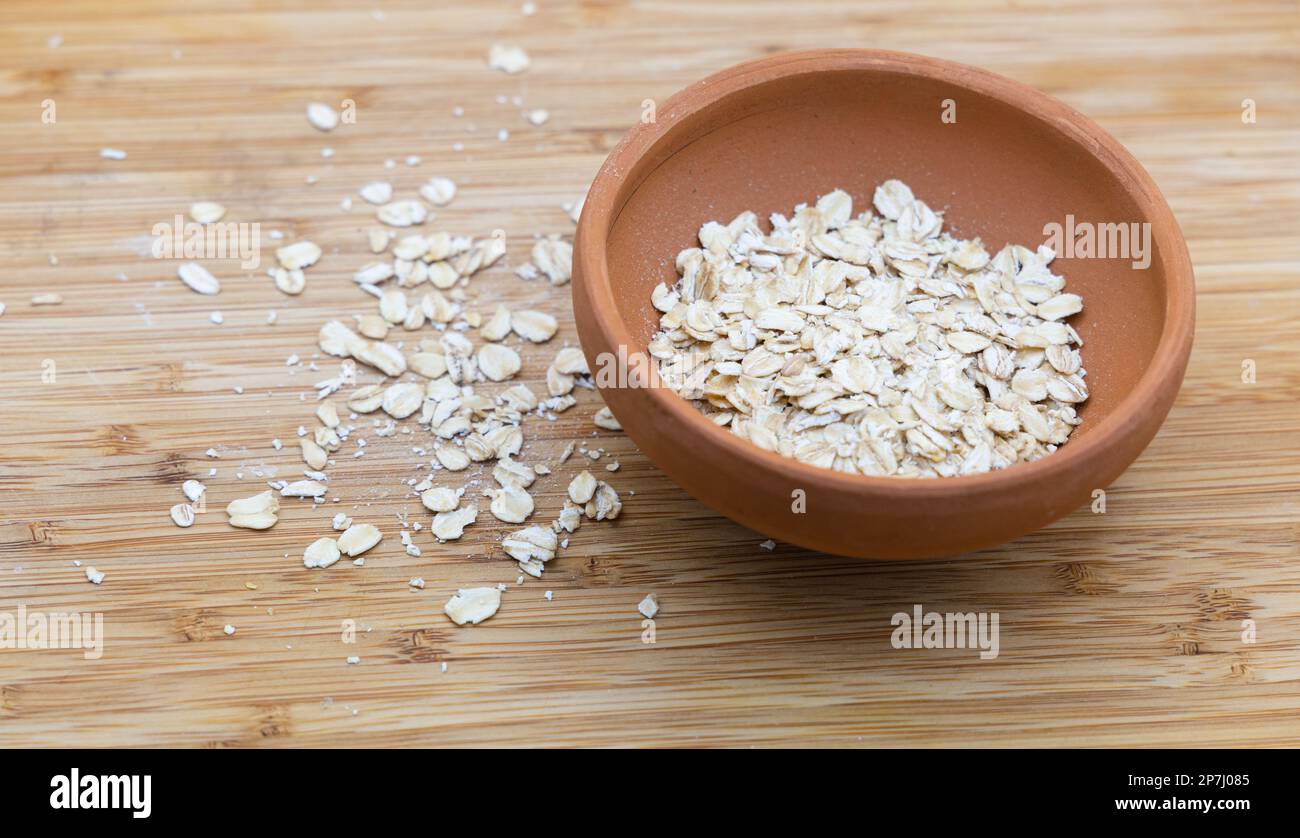 Avena - grano di cereale alto in avena rotolata della proteina Foto Stock