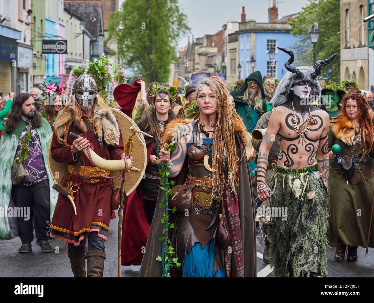 Celebrazioni Beltane a Glastonbury, Somerset Foto Stock