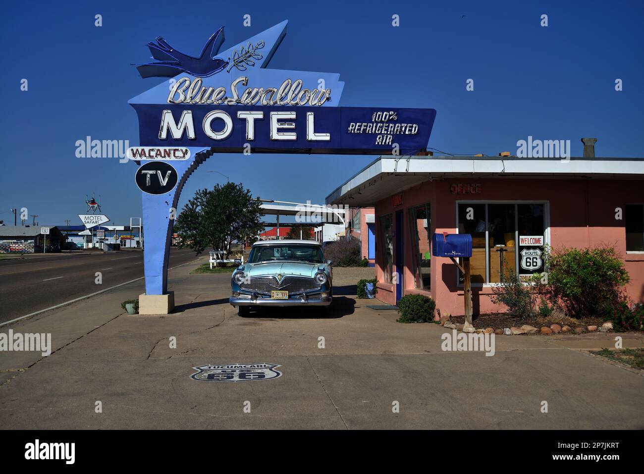 Blue Swallow Motel Route 66 Foto Stock