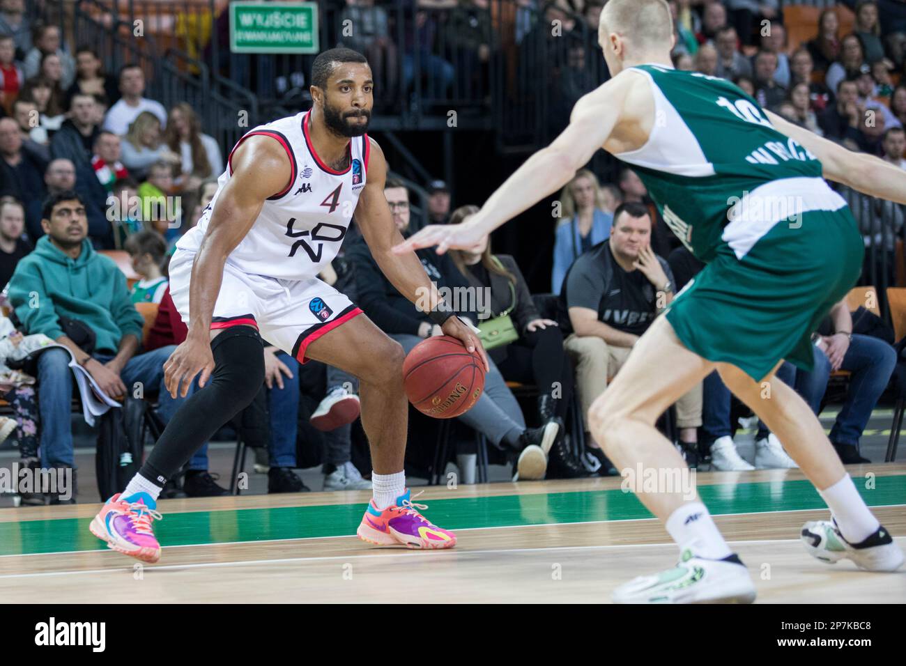 Wroclaw, Polonia, 8th marzo 2023. 7days Eurocup: WKS Slask Wroclaw vs Lions di Londra nella Centennial Hall. Foto: #4 Jordan Taylor © Piotr Zajac/Alamy Live News Foto Stock