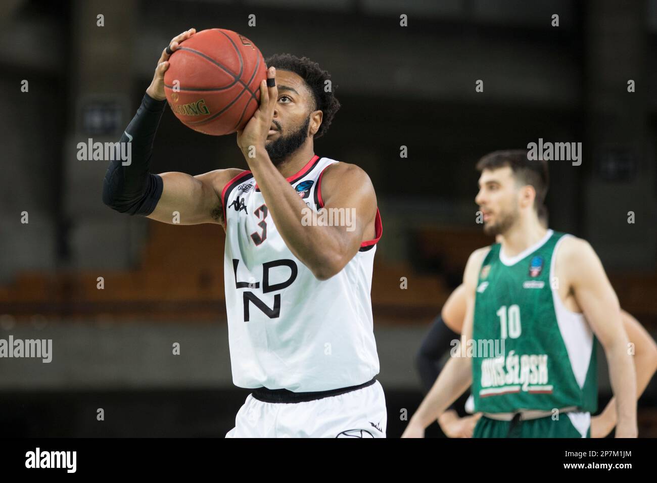Wroclaw, Polonia, 8th marzo 2023. 7days Eurocup: WKS Slask Wroclaw vs Lions di Londra nella Centennial Hall. Foto: #3 Aaron Best © Piotr Zajac/Alamy Live News Foto Stock