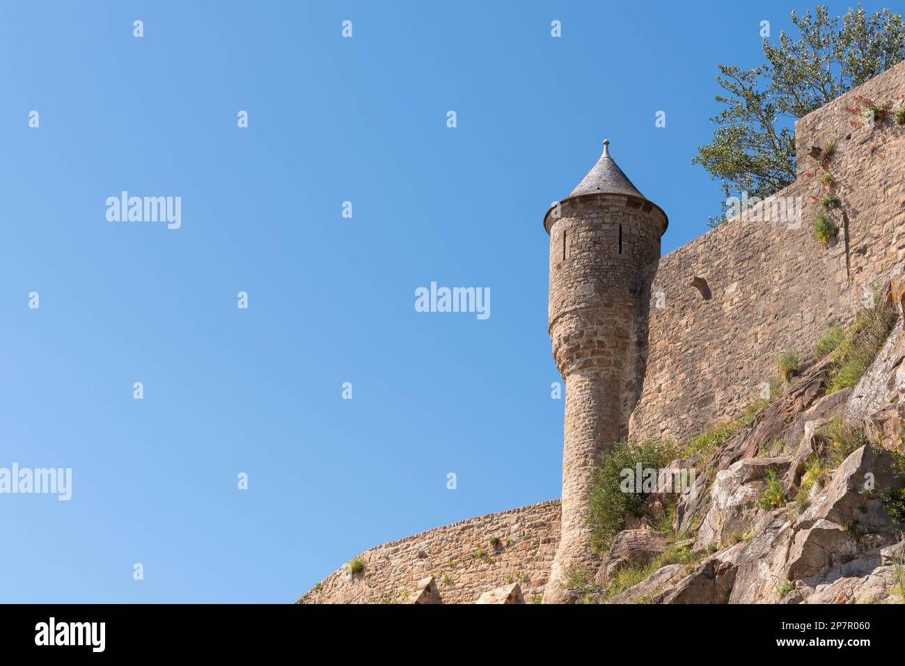 Dettagli della fortificazione del Mont Saint Michel (Francia) Foto Stock