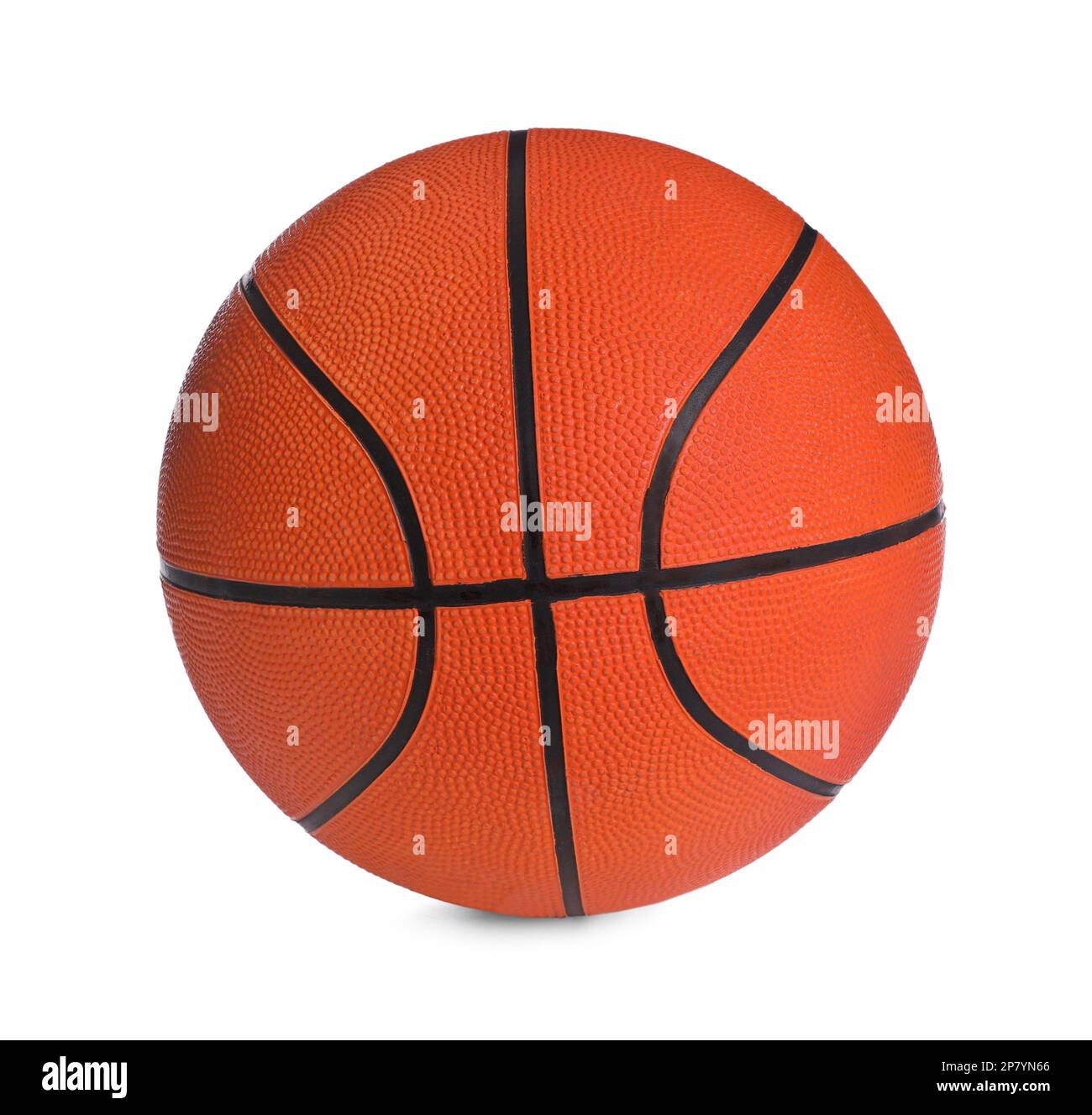 Nuovo pallone da basket arancione isolato su bianco. Attrezzature sportive Foto Stock