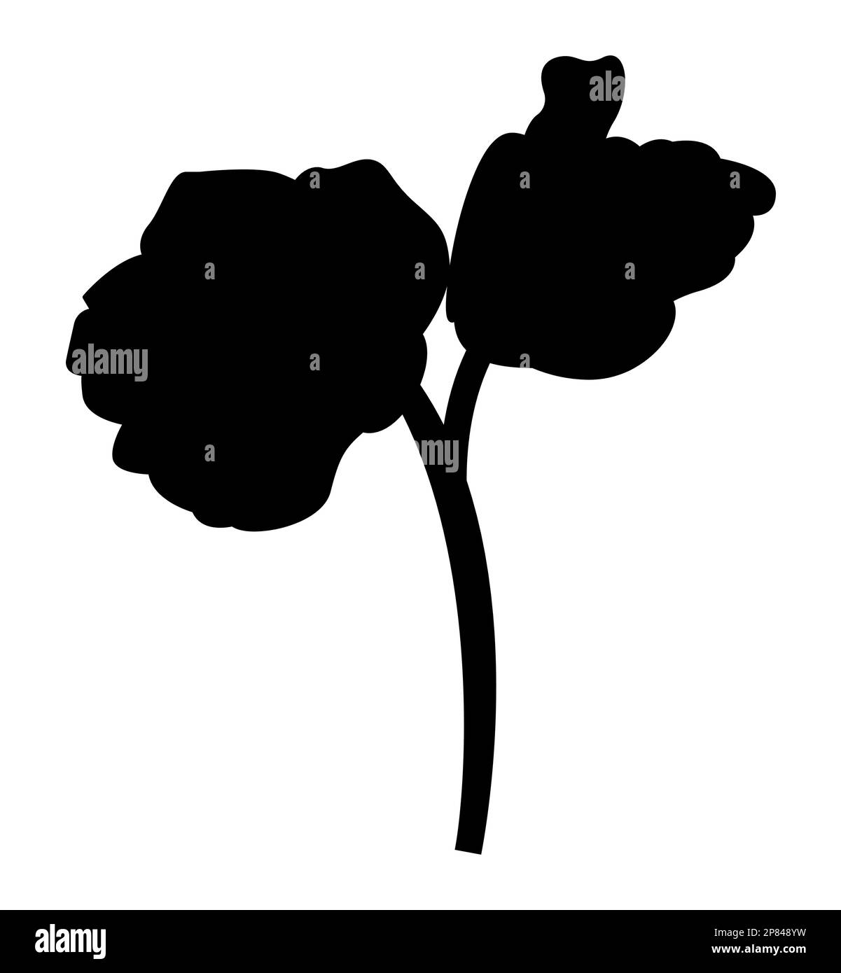 Silhouette nera di fiore di anemone giapponese, moderno alla moda Illustrazione Vettoriale