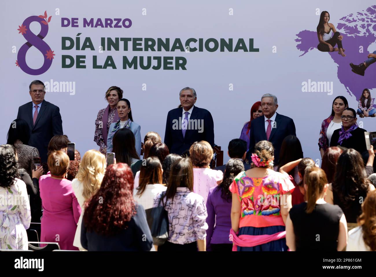 Non esclusiva: 8 marzo 2023, Città del Messico, Messico: Il Presidente del Messico, Andres Manuel Lopez Obrador; i segretari degli affari esteri, Marcelo E. Foto Stock