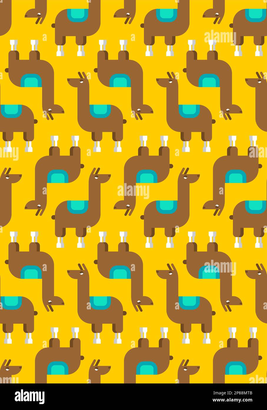 modello di cartone animato llama alpaca senza cuciture. Ornamento di tessuto per bambini Illustrazione Vettoriale