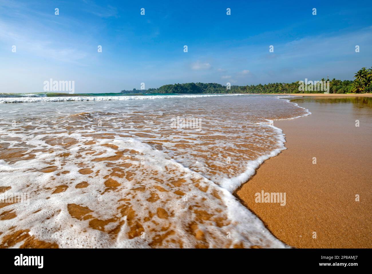Sri Lanka, Provincia meridionale, Sud, Süd, Sud, Spiaggia di Talalla, océan, Ozean, oceano, plage, Strand, spiaggia, bateau de pêche, Fischerboot, barca da pesca, p Foto Stock