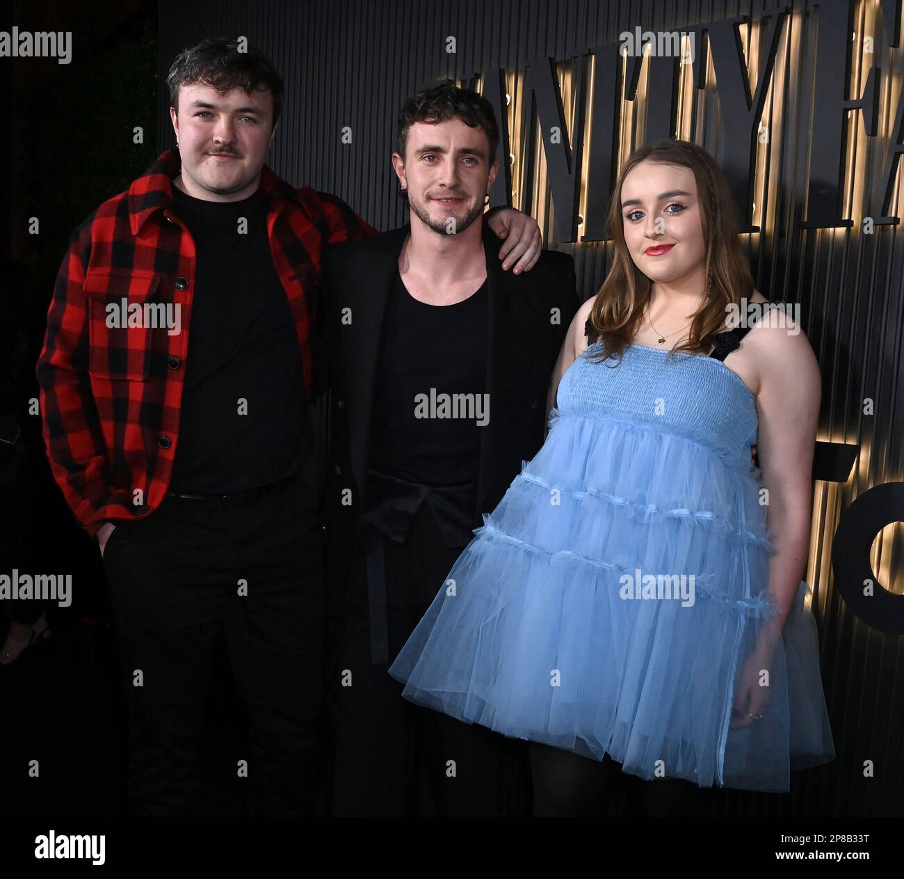 Hollywood, Stati Uniti. 08th Mar, 2023. Nell Mescal, Paul Mescal e Donnacha Mescal arrivano alla Vanity Fair e TikTok celebrano le vanità: Una notte per i giovani di Hollywood che si tiene al MES Amis il 8 marzo 2023 a Hollywood, California. © Tammie Arroyo/AFF-USA.com Credit: AFF/Alamy Live News Foto Stock