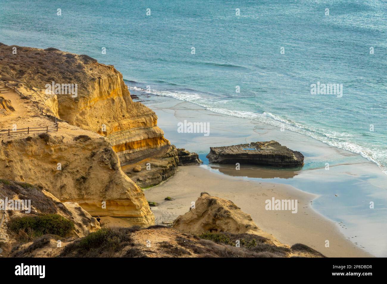 Flat Rock e Torrey Pines Cliff, San Diego California Foto Stock