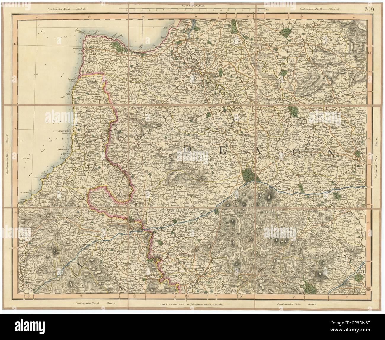 NORTH CORNWALL E WEST DEVON. Dartmoor Bodmin Moor Hartland. CARY 1832 vecchia mappa Foto Stock