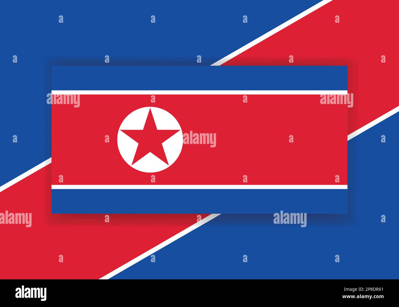 Bandiera del vettore della Corea del Nord. Disegno della bandiera del paese. Flag vettore piatto. Illustrazione Vettoriale