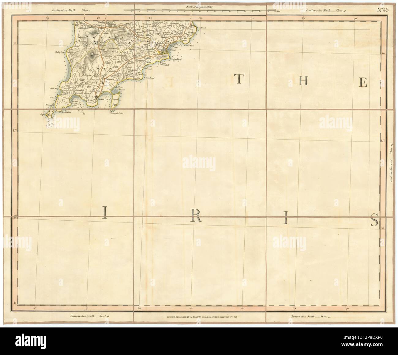ISOLA DI MAN SUD. Mare d'Irlanda. Douglas Castletown. CARY 1832 antica mappa Foto Stock