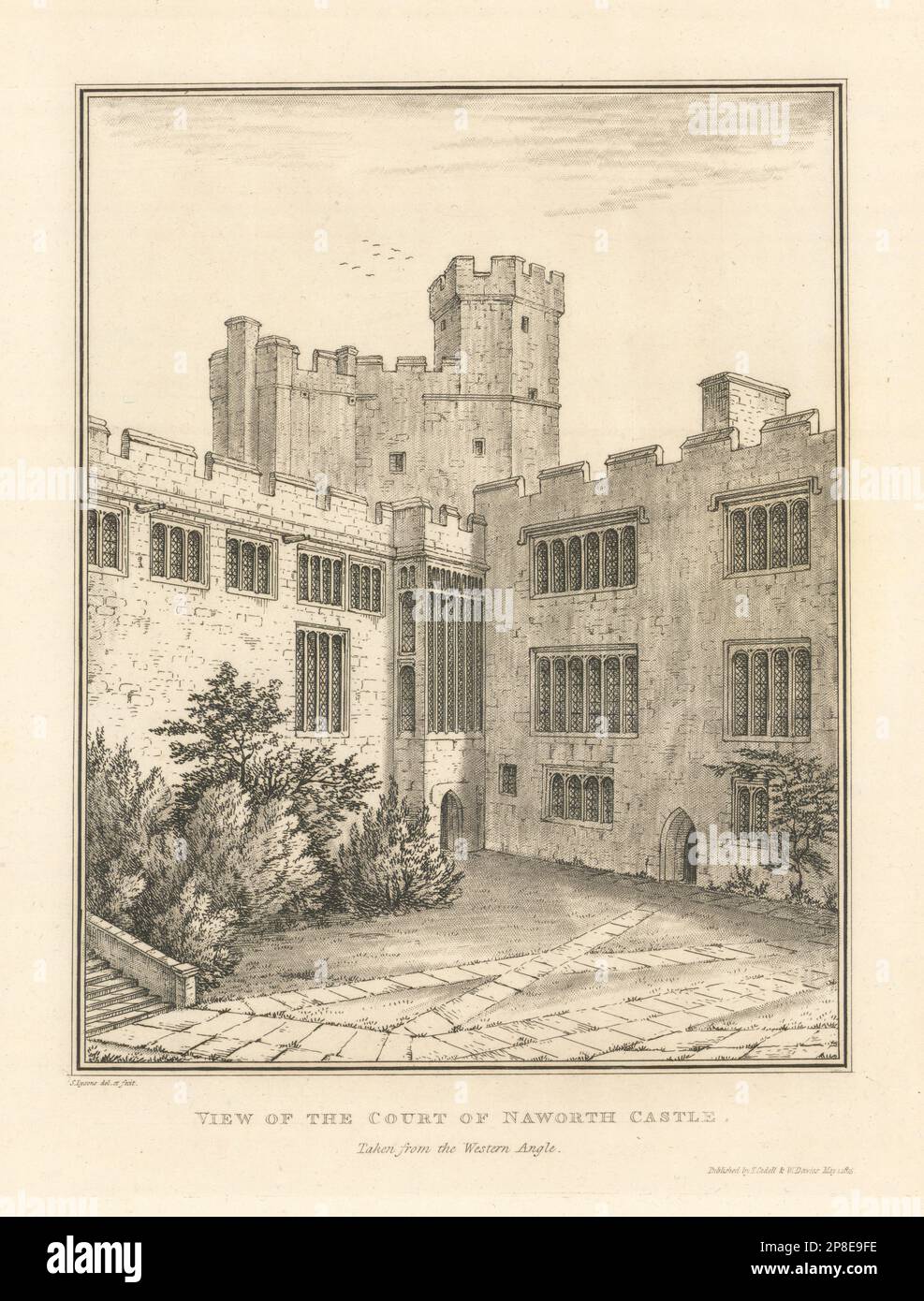 Veduta della Corte del Castello di Naworth, Cumbria di Samuel Lysons 1816 vecchia stampa Foto Stock Veduta della Corte del Castello di Naworth, Cumbria di Samuel Lysons 1816 vecchia stampa Foto Stock