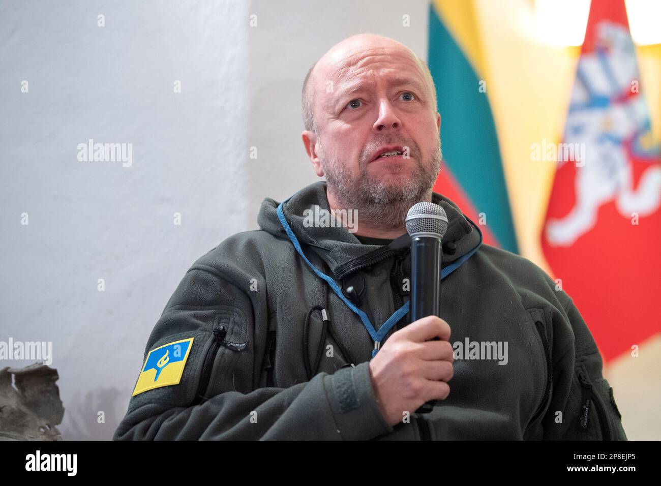 2023-02-15. Jonas Ohman, fondatore e capo della ONG lituana Blue/Yellow per l'Ucraina. Foto Stock