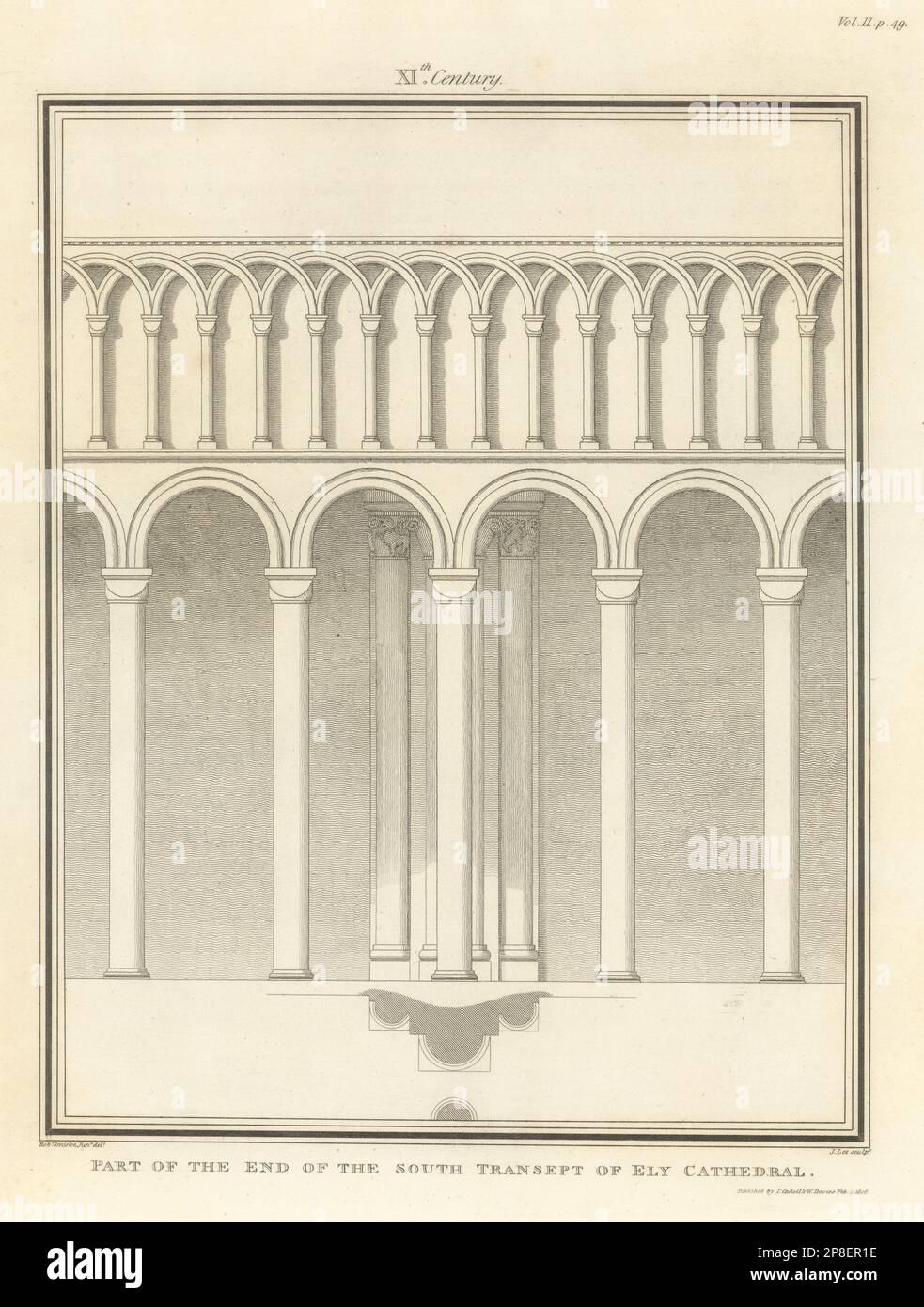 Parte della fine del transetto sud della Cattedrale di Ely. SMIRKE 1810 vecchia stampa Foto Stock
