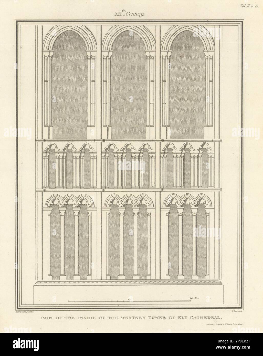 Parte dell'interno della Torre Occidentale della Cattedrale di Ely. Stampa SMARKE 1810 Foto Stock
