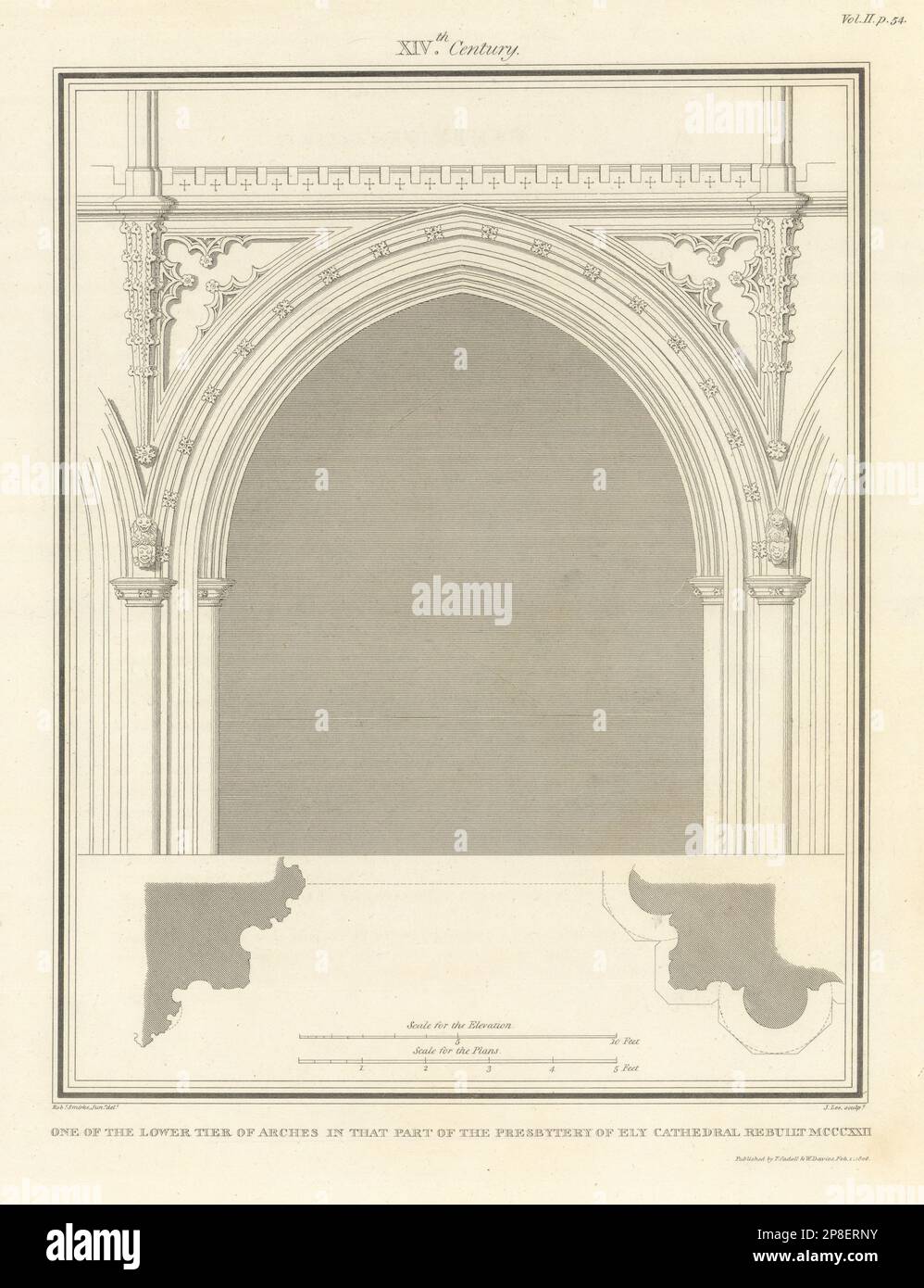 Uno dei piani inferiori degli archi nel Presbiterio della Cattedrale di Ely. SMARKE 1810 Foto Stock