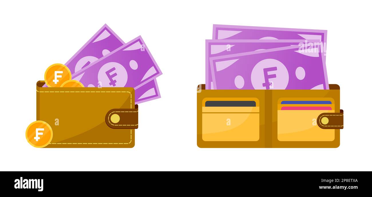 Portafoglio con illustrazione di soldi del franco svizzero Illustrazione Vettoriale