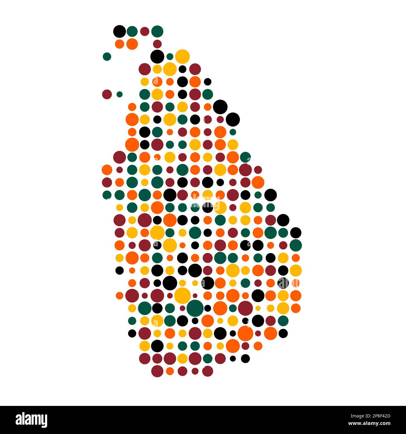 Sri lanka Mappa Silhouette pixelated modello generativo illustrazione Illustrazione Vettoriale