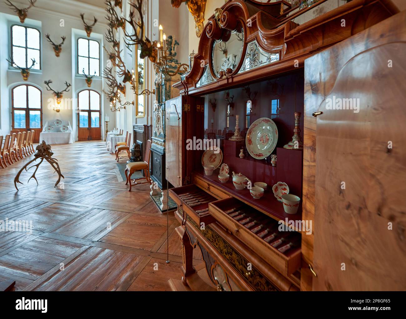 Abbagliante interno del castello di Moritzburg. Sassonia, Germania Foto Stock