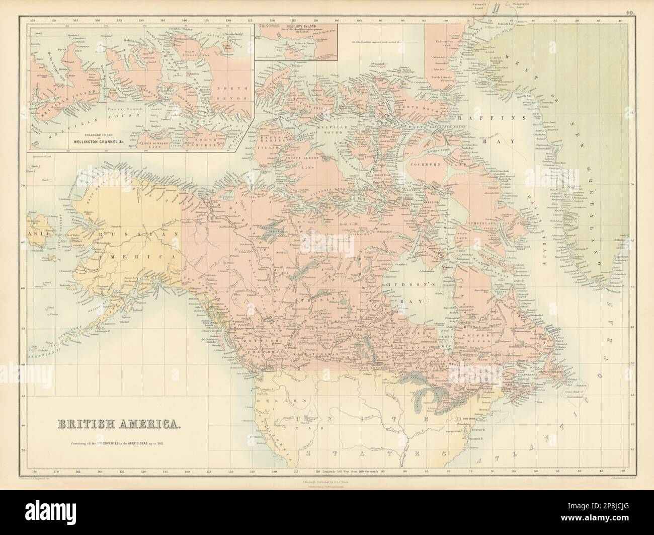 America Britannica. Canada. Scoperte artiche al 1861. Mappa dell'Alaska 1862 russa Foto Stock